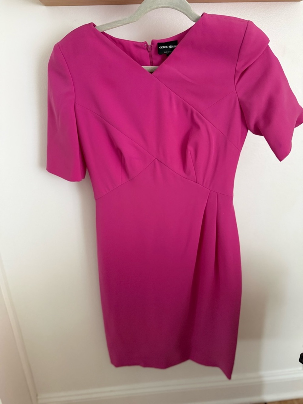 Giorgio Armani Fuchsia Sheath Dress with Short Sleeves